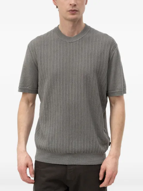 BOSS ribbed-knit short-sleeve sweater Grey 50558718