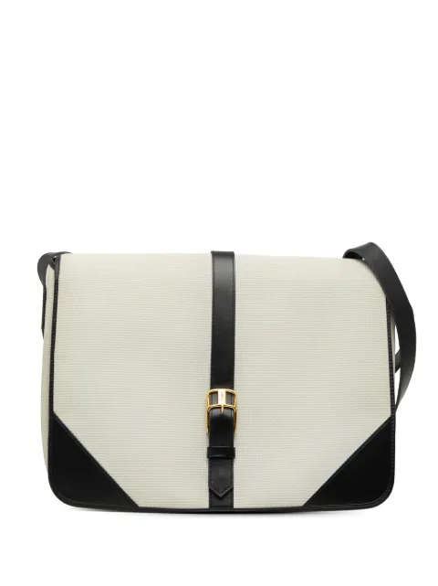 Saint Laurent Pre-Owned 20th Century Leather Trimmed Canvas Messenger Bag crossbody bag White UL76EO6FGA15HI72