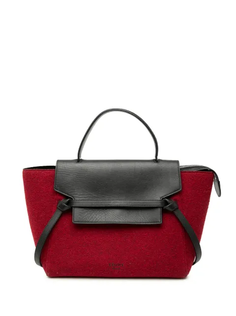 Celine Pre-Owned 2016 Mini Felt and Calfskin Belt satchel Red JWV2XEU3WXZ0SXXS