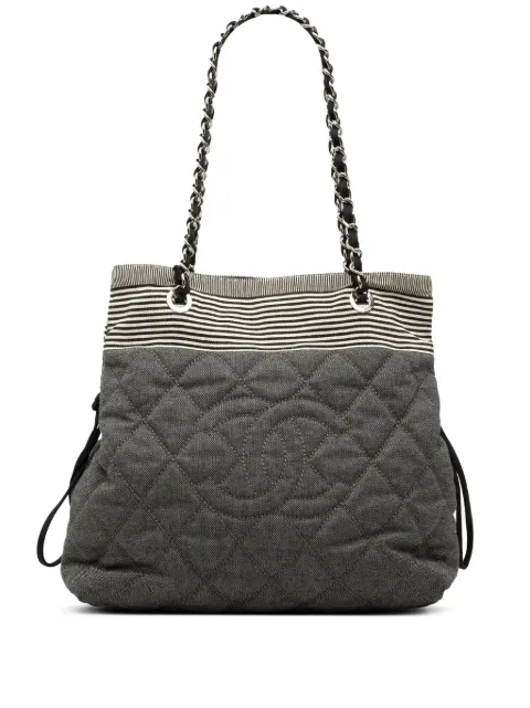 CHANEL Pre-Owned 2009-2010 Medium Quilted Denim Bon Bon tote bag Grey HKQDW076ATDI213M