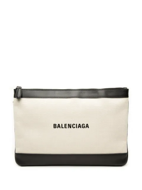 Balenciaga Pre-Owned 2019 Canvas Navy Clip M clutch bag Brown D7RA42ZRH9QHHEWM