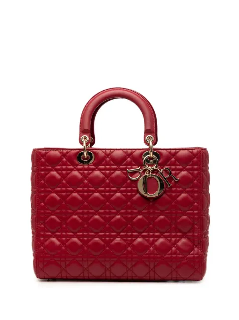 Christian Dior Pre-Owned 2018 Large Lambskin Cannage Lady Dior satchel Red ASWPN0RJT6B2F59B