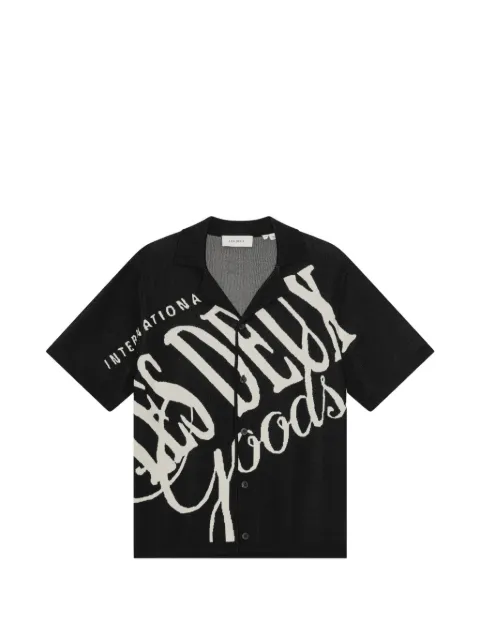 Les Deux logo-print cotton knitted shirt Black 1001879