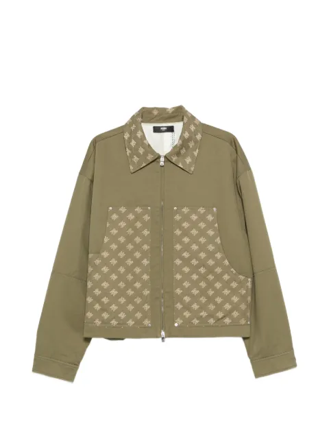 AMIRI monogram-pattern panelled jacket Green AMOUJA1137