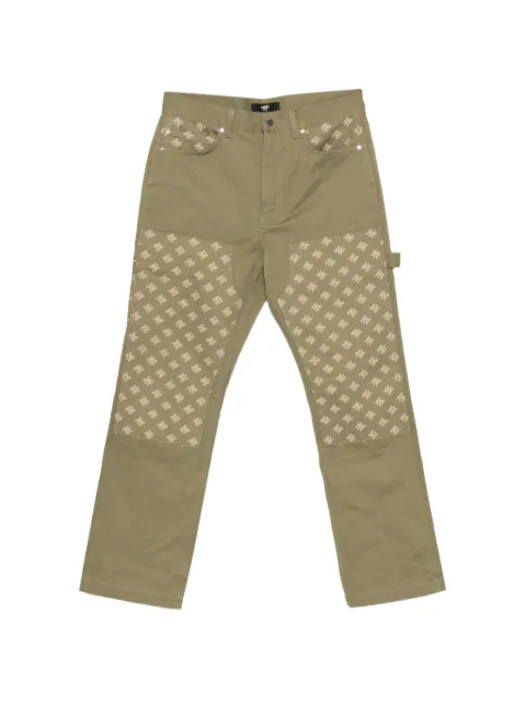 AMIRI monogram-pattern panelled trousers Green AMBMPA1088