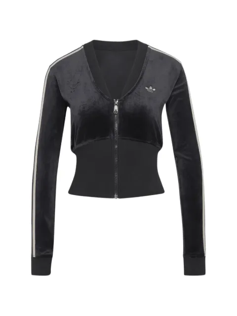 adidas velvet side-stripe track jacket Black KS9176