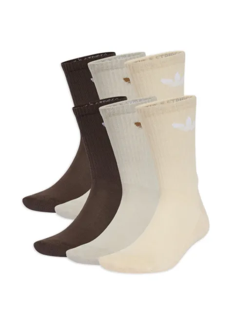 adidas Trefoil-logo ribbed socks (set of six) Neutrals IX5274