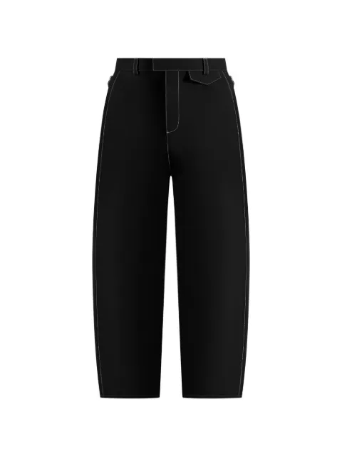 Manière De Voir Marceau in black contrast-stitch barrel-leg trousers Black MAN3613