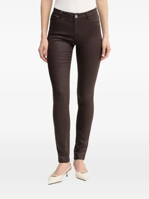 Morgan stud-embellished skinny-fit trousers Brown PALAO
