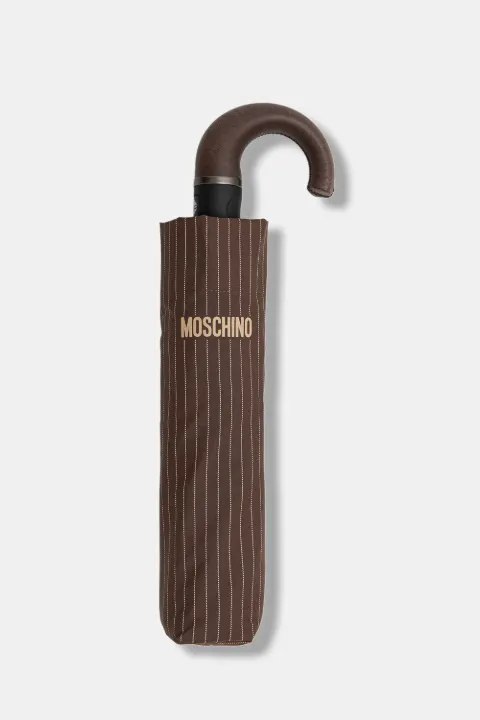 Moschino pinstripe-print logo-print umbrella Brown 8509BROWN