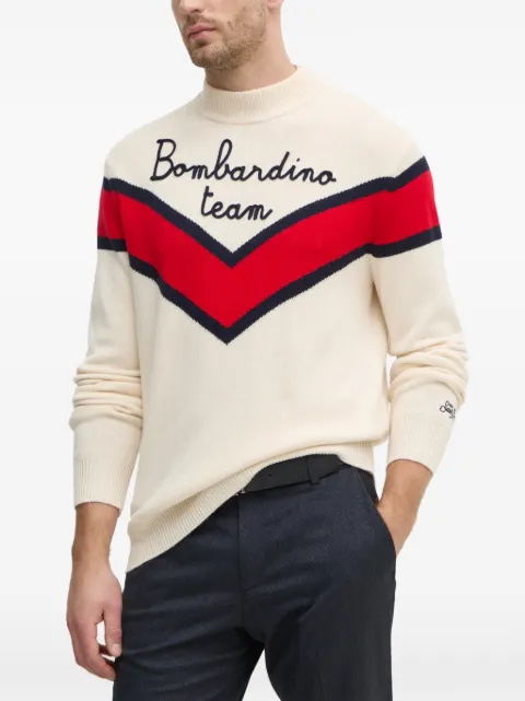 MC2 Saint Barth Davos chevron-knit embroidered sweater Neutrals DAV0001