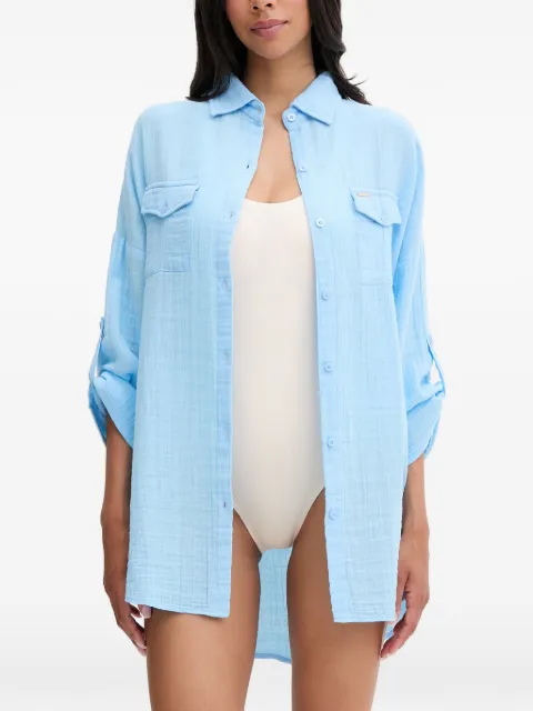 Melissa Odabash button-up chest-pocket shirt Blue MOELENA