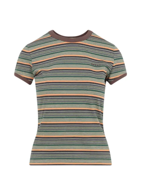 Marni striped embroidered-logo T-shirt Green THJE0400S0UTC681