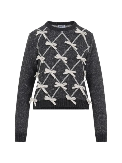 Moschino bow-embellished argyle sweater Grey 262E09085503