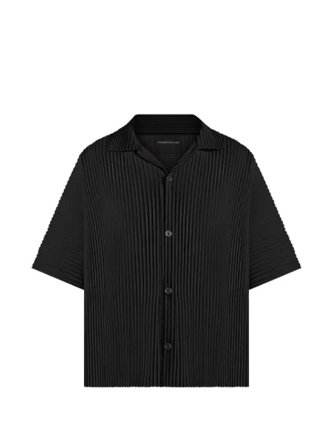 Manière De Voir Justin in black pleated boxy shirt Black MAN3428