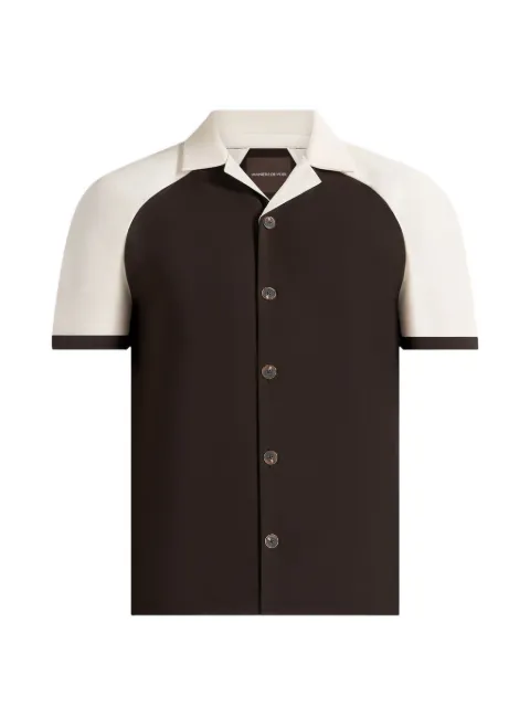 Manière De Voir Salim in brown/cream contrast raglan shirt Brown MAN3591