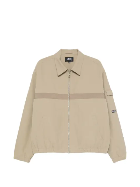 Stüssy tape-detail zip-up mechanic jacket Green 115936