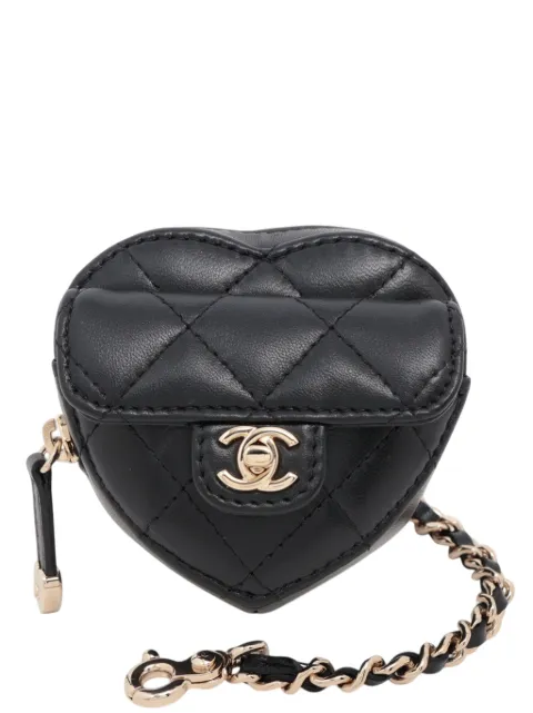 CHANEL Pre-Owned 2021-2026 Mini Lambskin CC in Love Heart and Bag Charm key chain Black FKOE9FTGX542Z3E1