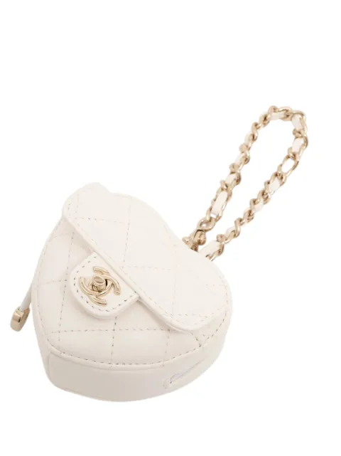 CHANEL Pre-Owned 2021-2026 Mini Lambskin CC in Love Heart and Bag Charm key chain White D5ROKTO459YE7HA7