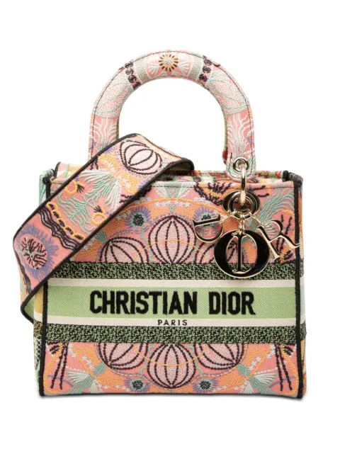 Christian Dior Pre-Owned 2020 Medium Embroidered Canvas In Lights Lady D Lite satchel Pink JP4911GSFV0DJLEE