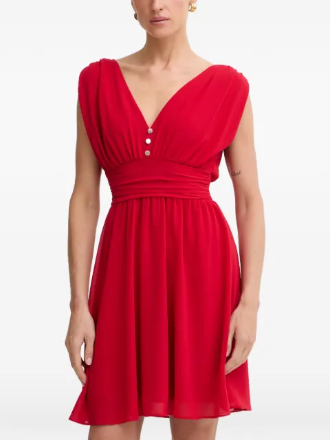 Morgan button-detail pleated mini dress Red 251RIA