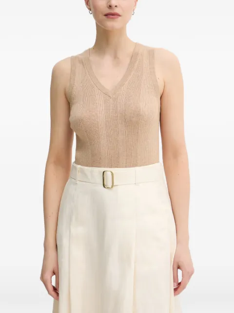 Mos Mosh MMRelena Tani ribbed-knit V-neck top Neutrals 168700