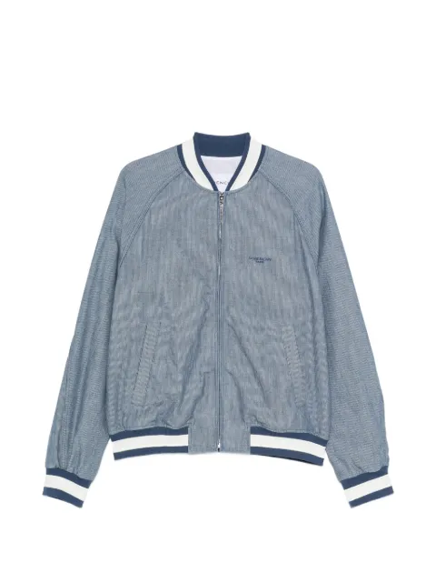 Givenchy logo-embroidered striped-pattern jacket Blue BM01JE16PB