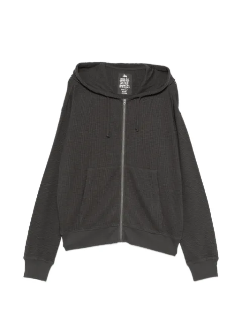 Stüssy waffle-knit zip-up thermal hoodie Black 1140410