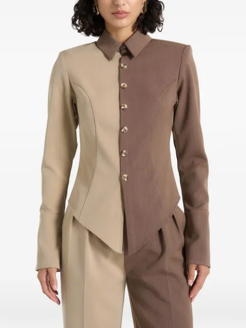 Manière De Voir Sonia in taupe/brown two-tone tailored shirt Neutrals WMN4308
