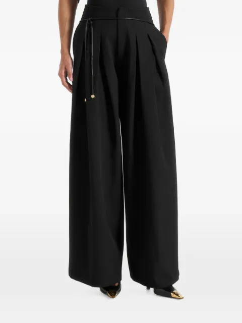 Manière De Voir Flora in black box-pleat wide-leg belted trousers Black WMN4258