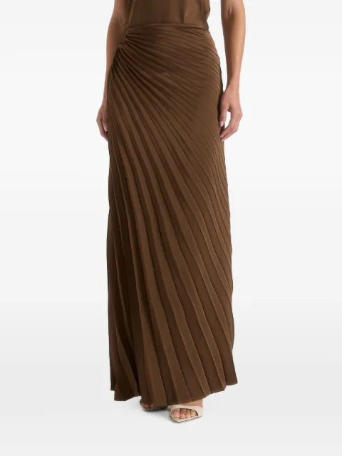Manière De Voir Fiona in brown satin fan-pleat maxi skirt Brown WMN4658