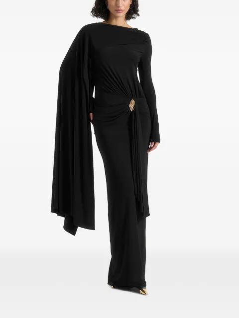 Manière De Voir Edena asym ruched draped maxi dress Black WMN4560