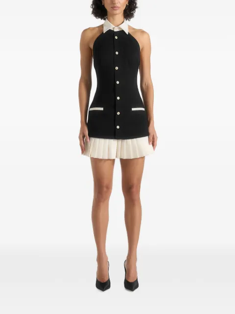 Manière De Voir Jasmine halterneck pleated mini dress Black WMN4554