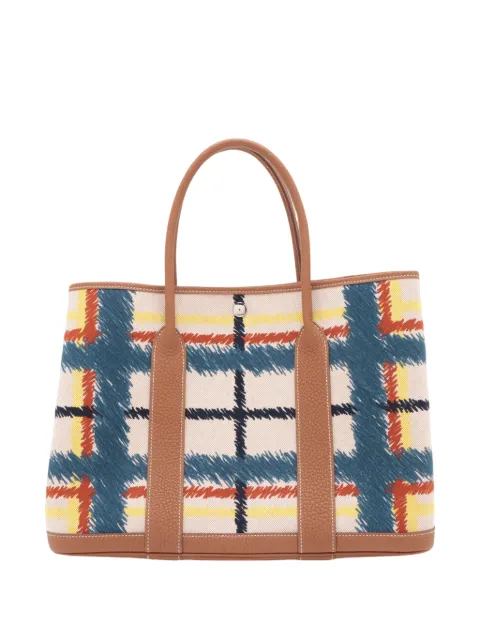 Hermès Pre-Owned 2024 Toile and Negonda Tartan Cross Garden Party 36 tote bag Neutrals HC5XMOCFGEIDGD33