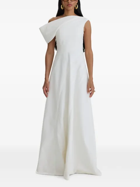 MOOS STUDIO one-shoulder draped dress White MOOS335