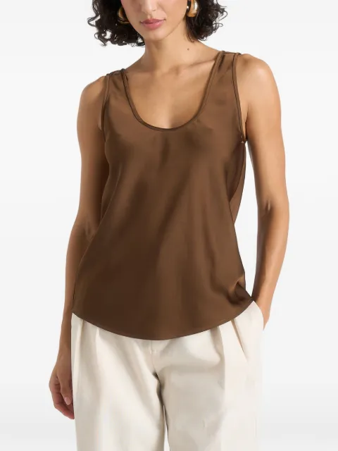 Manière De Voir Mathilda satin scoop-neck open-back tank top Brown WMN4608