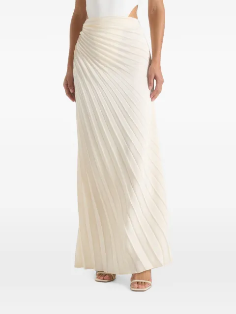 Manière De Voir Fiona in ivory satin fan-pleat maxi skirt Neutrals WMN4658