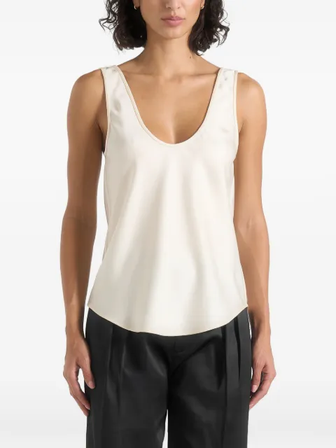 Manière De Voir Mathilda in ivory satin scoop-neck open-back vest Neutrals WMN4608