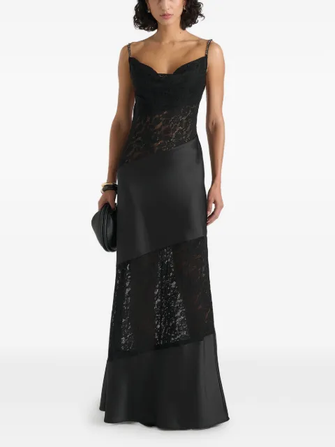 Manière De Voir Naya in black asymmetric lace maxi dress Black WMN4541