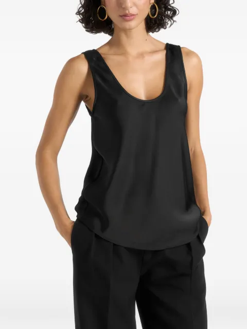 Manière De Voir Mathilda satin scoop-neck open-back tank top Black WMN4608