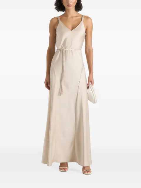 Manière De Voir Saffron satin belted maxi dress Neutrals WMN4569