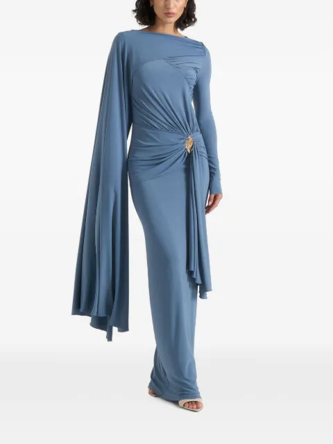 Manière De Voir Edena asym ruched draped maxi dress Blue WMN4560