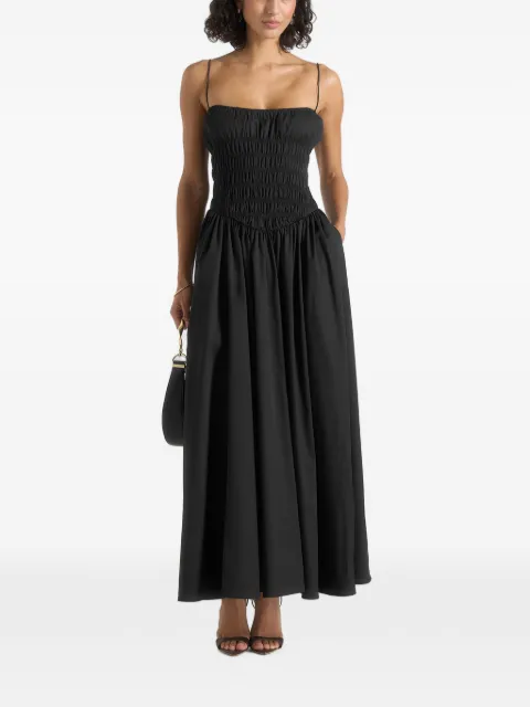 Manière De Voir Elva smocked-waist cotton maxi dress Black WMN4566