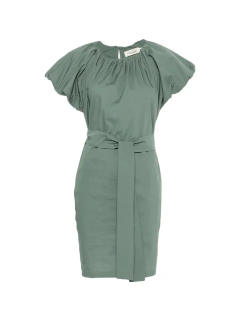 MOUTAKI puff-sleeve belted mini dress Green 260765