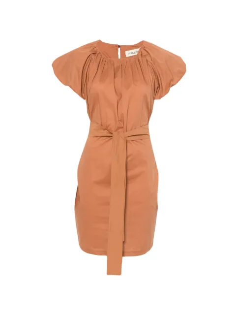 MOUTAKI belted puff-sleeve mini dress Brown 260765