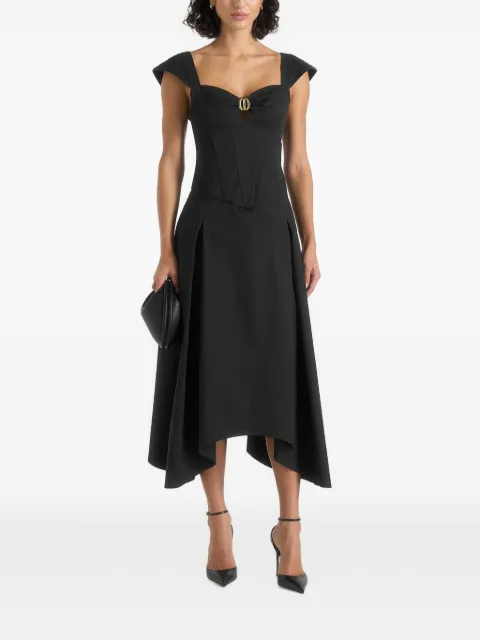 Manière De Voir Faith cap-sleeve corset cotton midi dress Black WMN4567