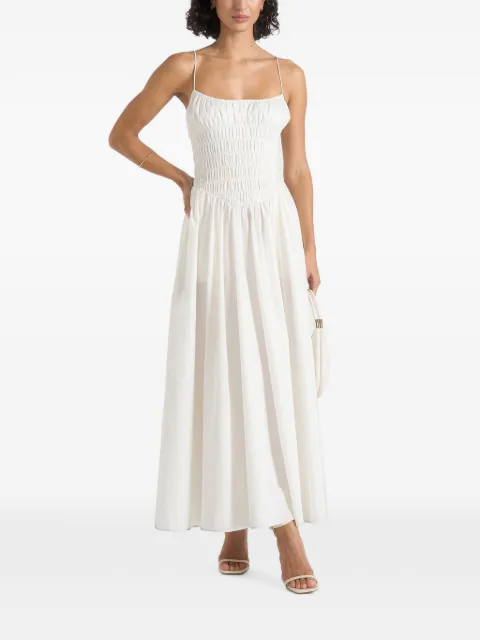Manière De Voir Elva smocked-waist cotton maxi dress White WMN4566