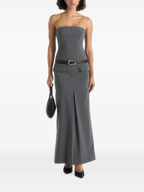 Manière De Voir Tabitha tailored pinstripe bandeau belted maxi dress Grey WMN4555