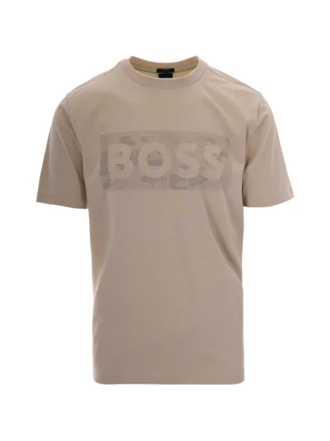 BOSS logo-print crew-neck T-shirt Neutrals 50559363
