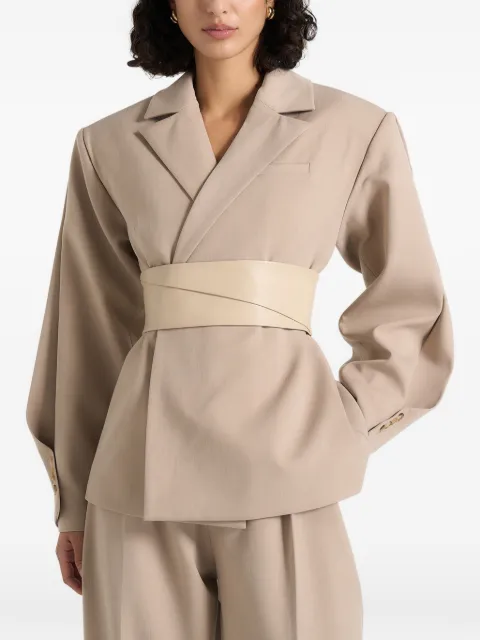Manière De Voir Marie twist-sleeve tailored blazer with belt Neutrals WMN38692